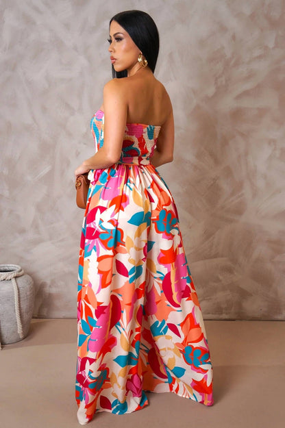 Belize Strapless Printed Jumpsuit