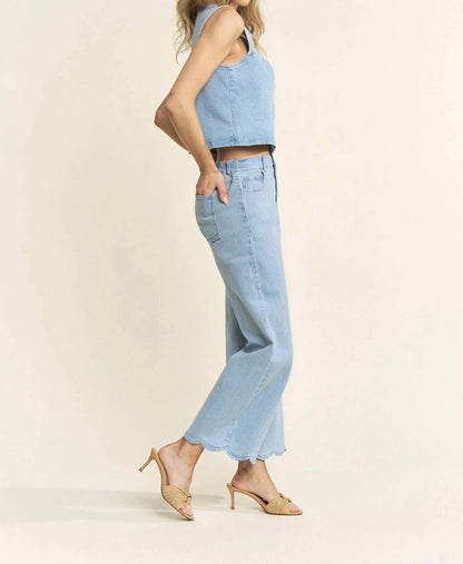 Jeri Denim Scalloped Pants