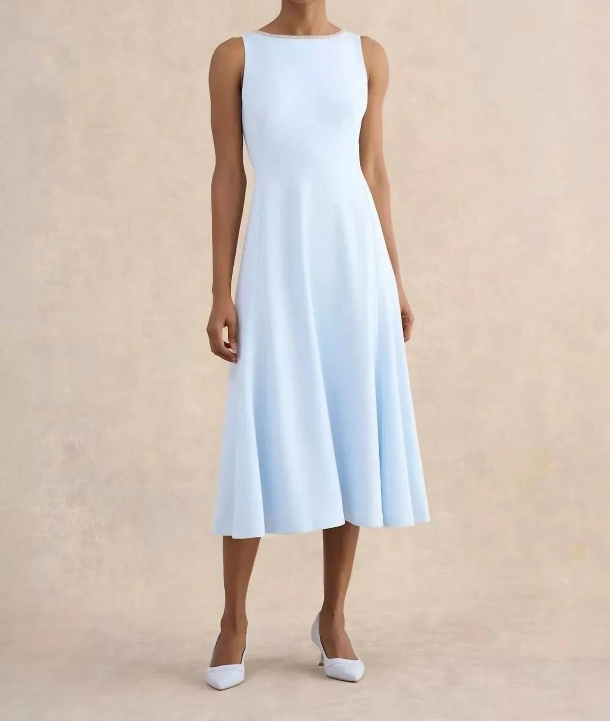 Petite Beatrix Embellished Trimmed Midi Dress