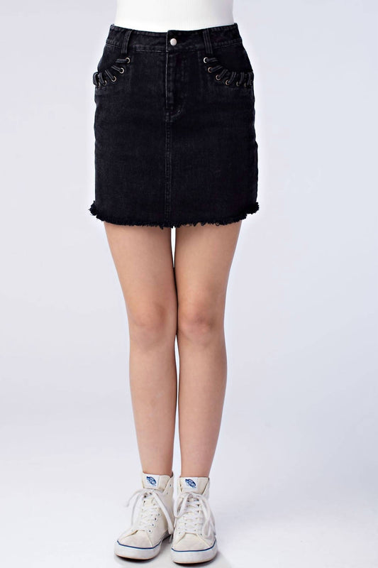Lacing Denim Mini Skirt
