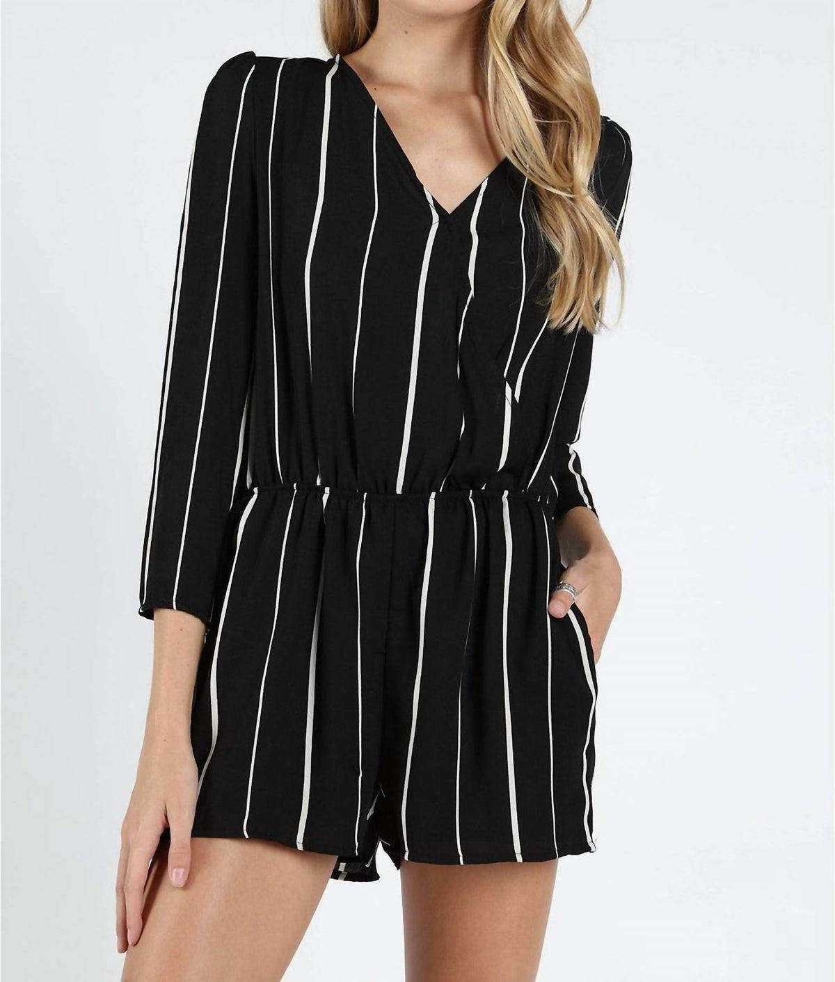 St Thomas V Back Striped Romper