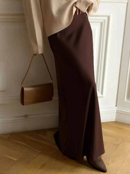 Satin High-waist Zippered Maxi Skirt