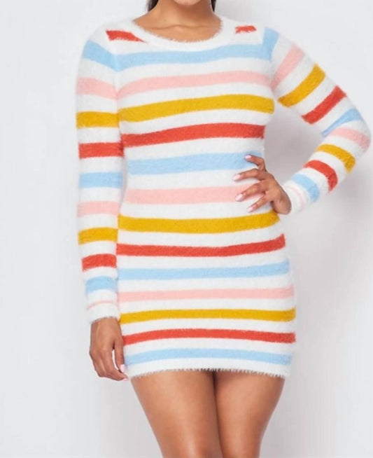 Dee Dee Stripe Fuzzy Knit Dress
