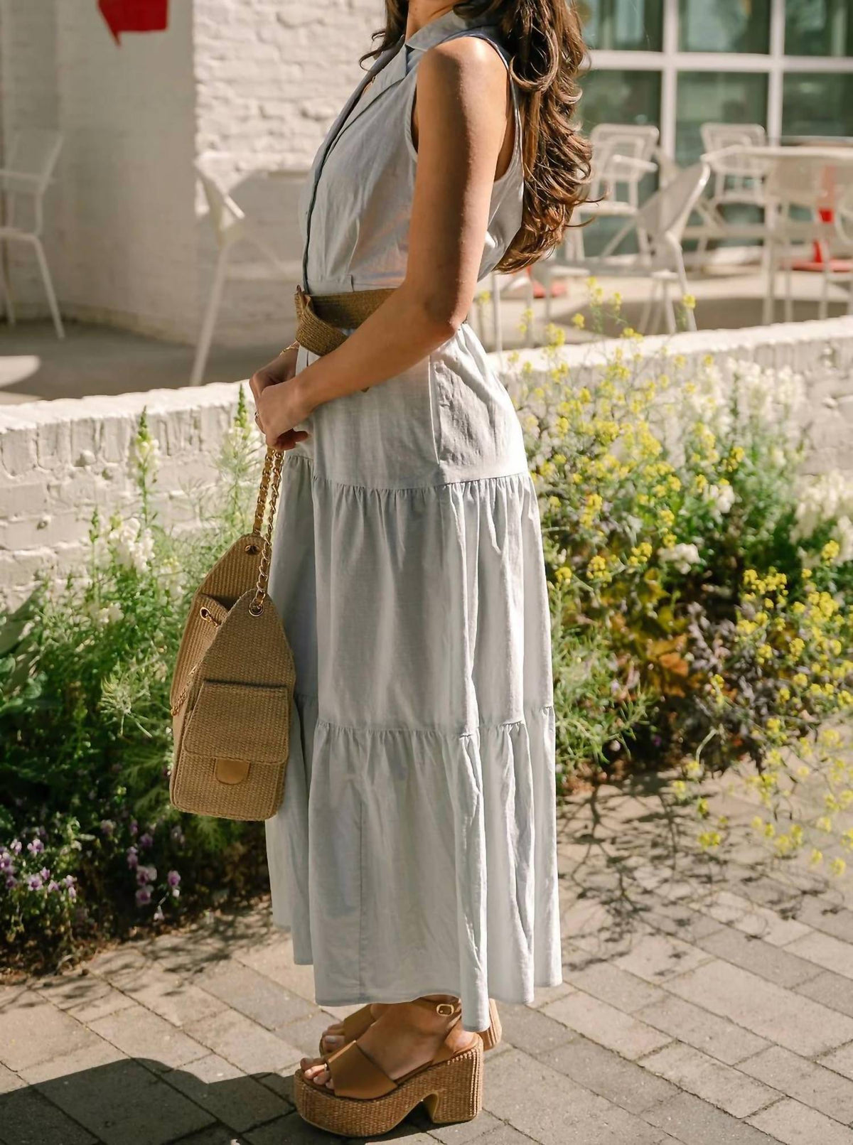 Aliyah Raffia Belt Midi Dress