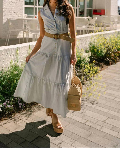 Aliyah Raffia Belt Midi Dress