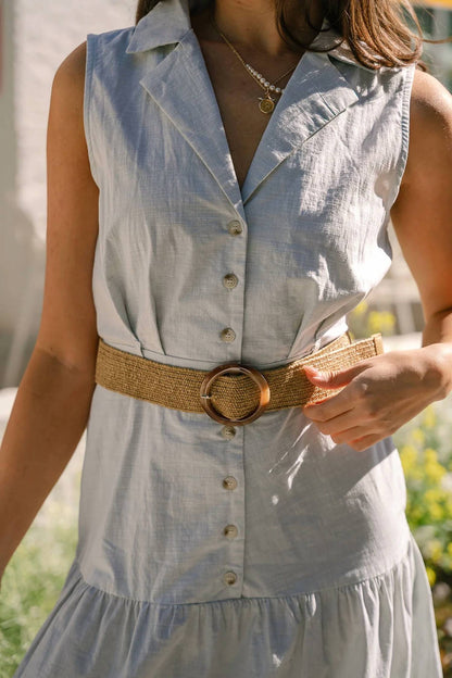 Aliyah Raffia Belt Midi Dress
