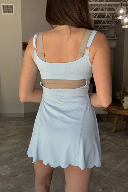 Brynlee Scallop Athletic Romper Mini Dress