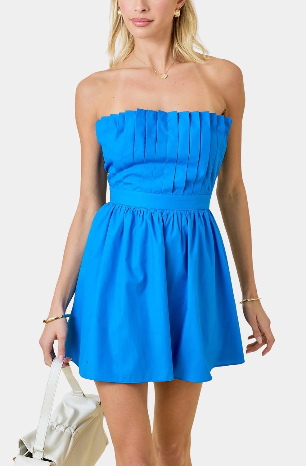 Ilianna Pleated Strapless Mini Dress