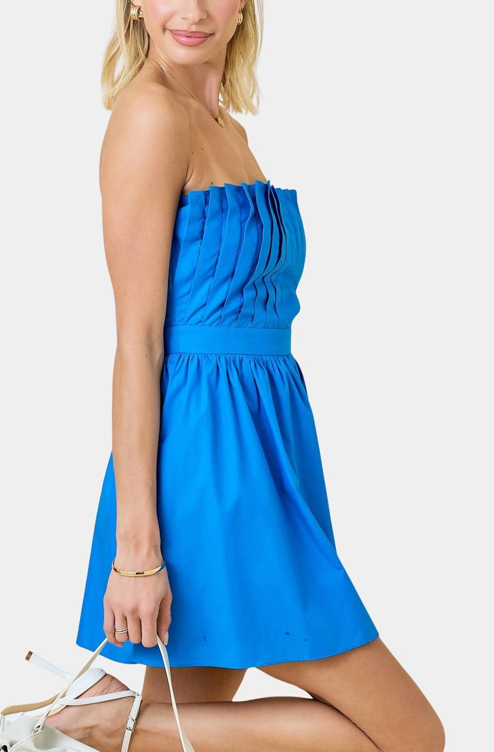 Ilianna Pleated Strapless Mini Dress