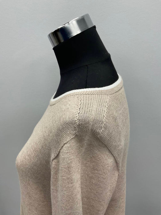 BEIGE COTTON 3/4 SLEEVE SWEATER