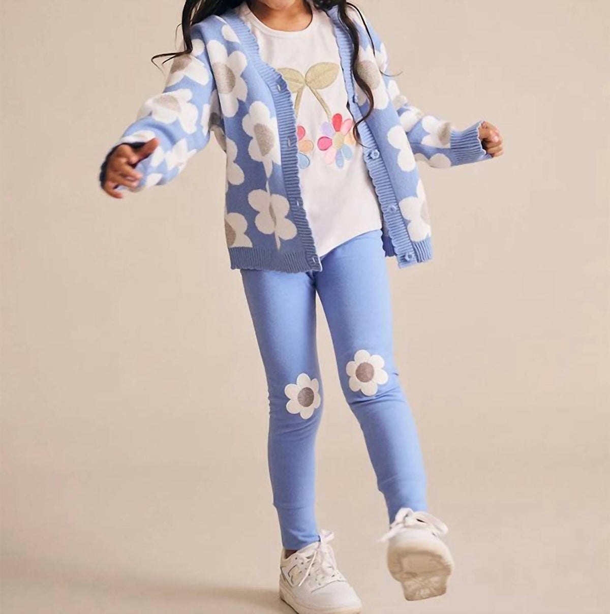 Girl's Daisy Scalloped Knit Cardigan