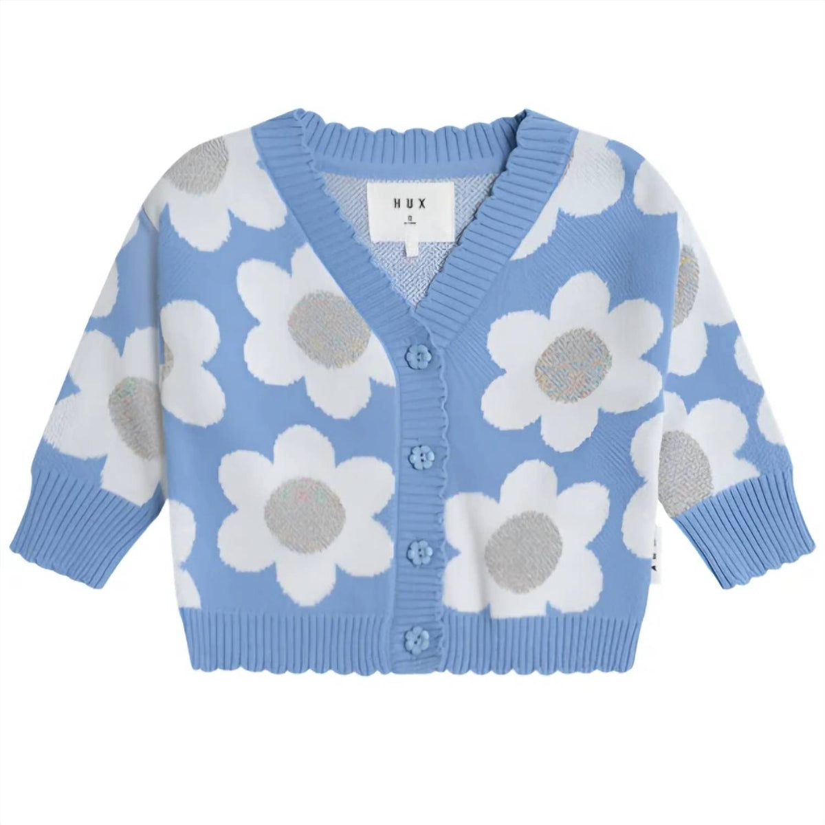 Girl's Daisy Scalloped Knit Cardigan