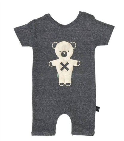 Kids Soldier Bear Short Slub Romper
