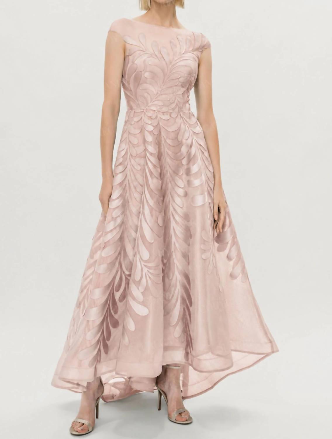 Bateau Neck High Low Formal Maxi Dress