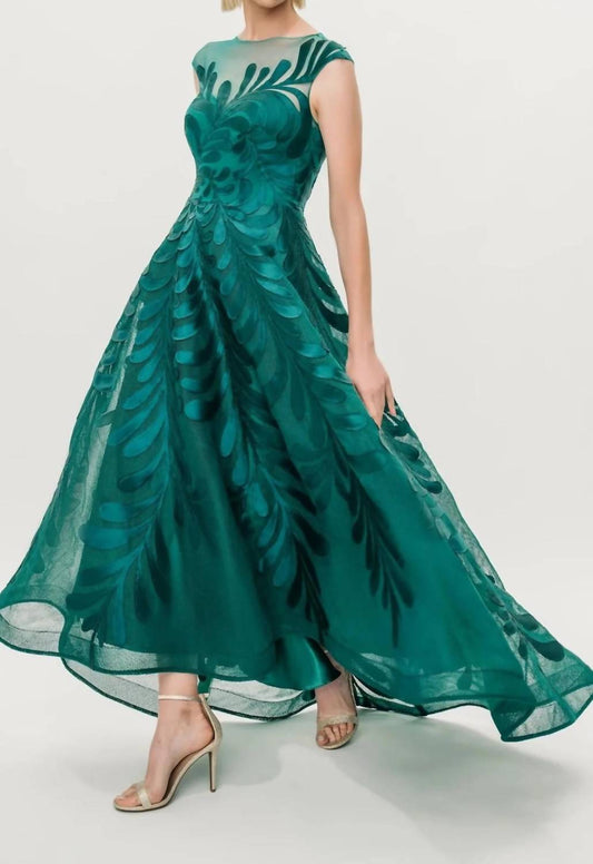 Bateau Neck High Low Formal Midi Dress