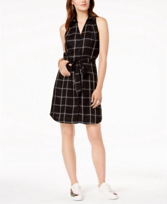Sleeveless Plaid Shirt Dress