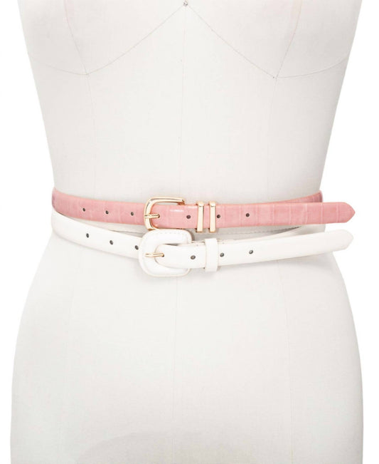 Women's Croco Embossed Skinny Belts - 2 for 1