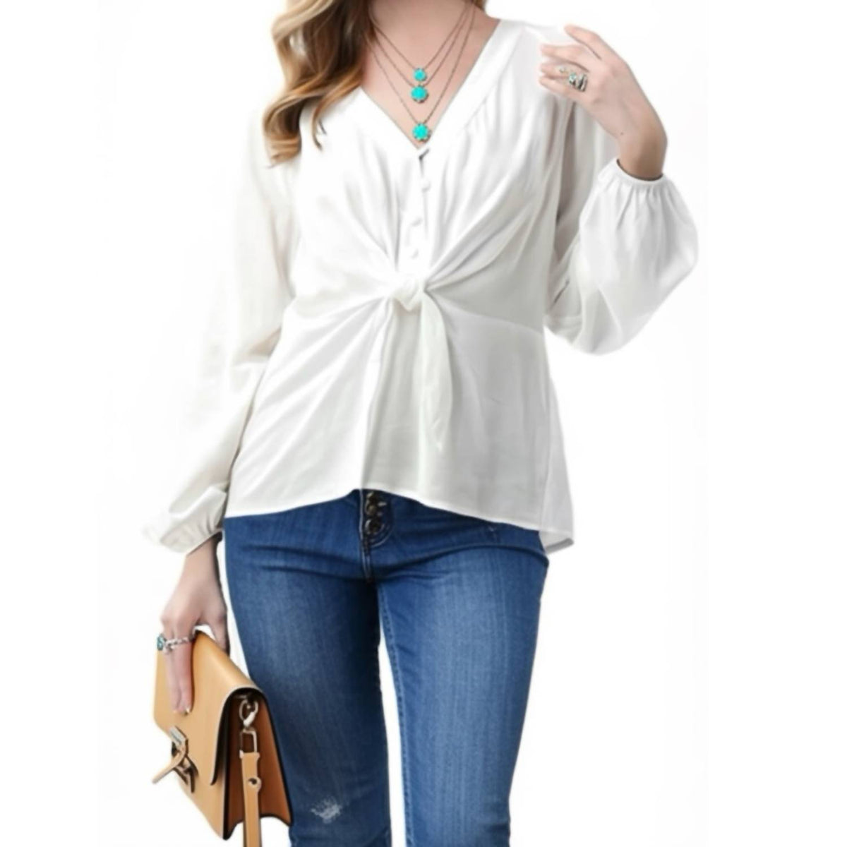 Long Sleeve V Neck Blouse