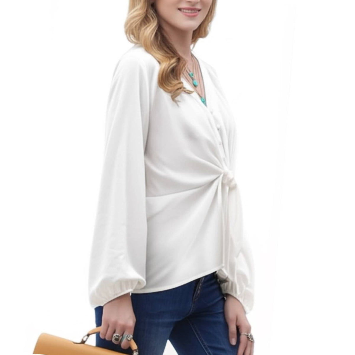 Long Sleeve V Neck Blouse