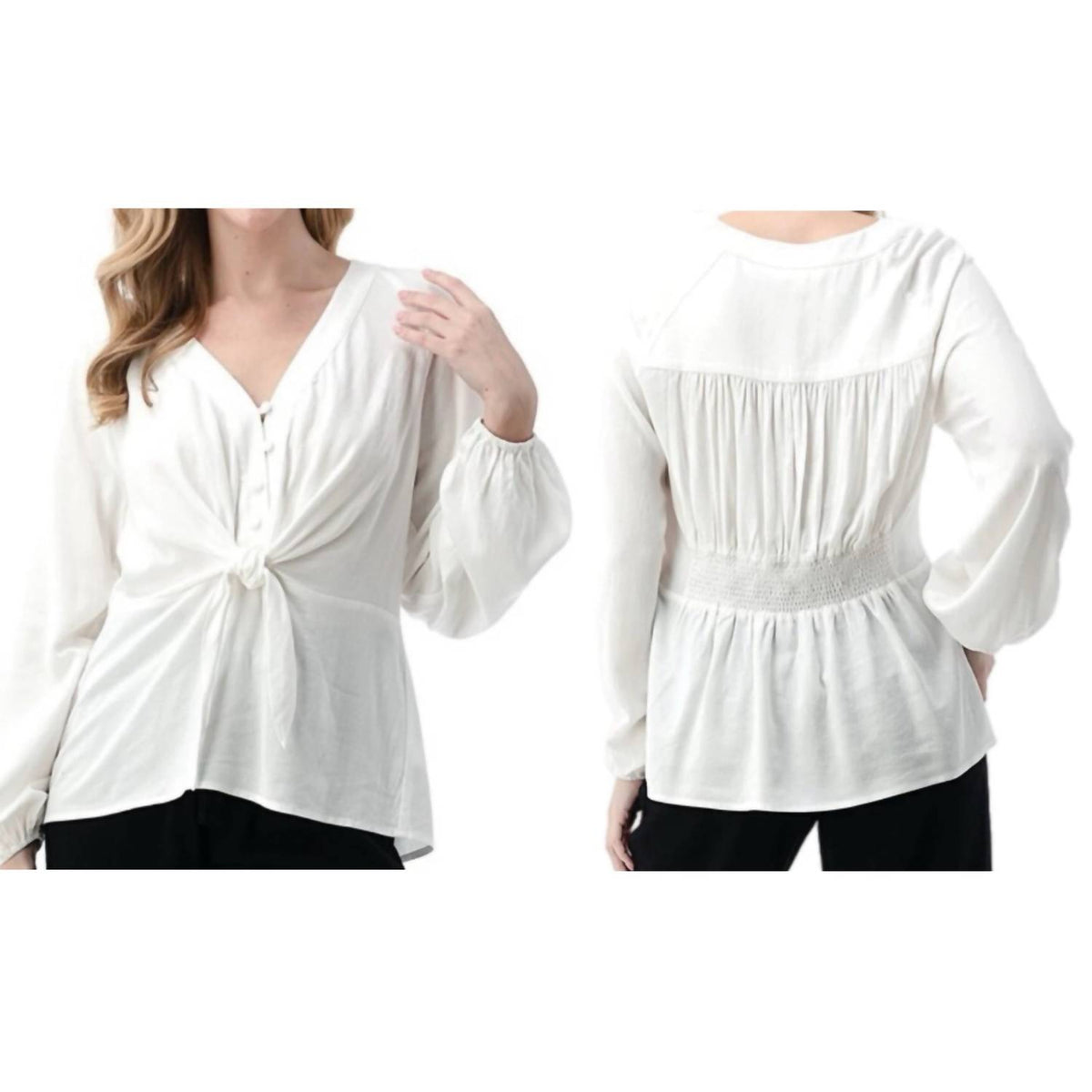 Long Sleeve V Neck Blouse