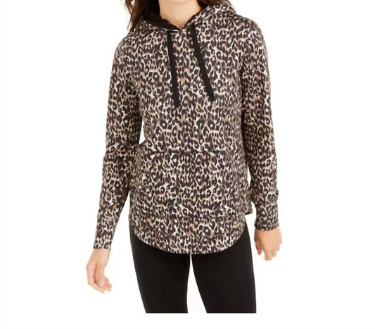 Activewear Leopard Round-Hem Hoodie