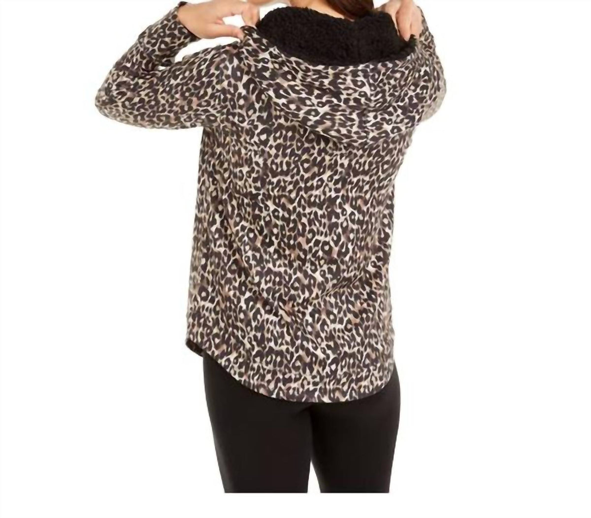Activewear Leopard Round-Hem Hoodie