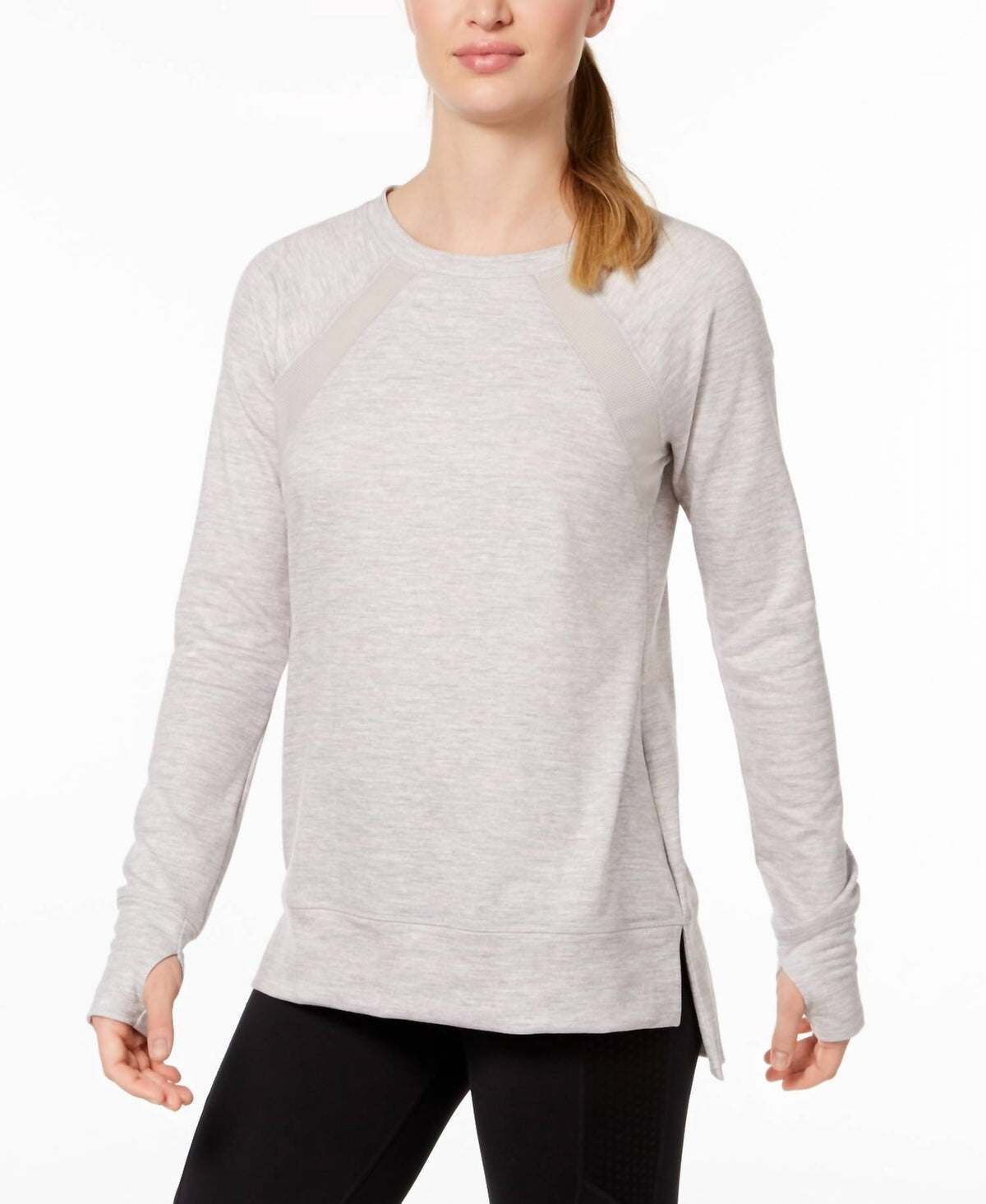 Activewear Mesh Inset Step Hem Top