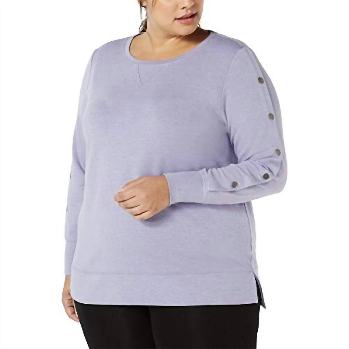 Activewear Plus Size Snap Sleeve Top