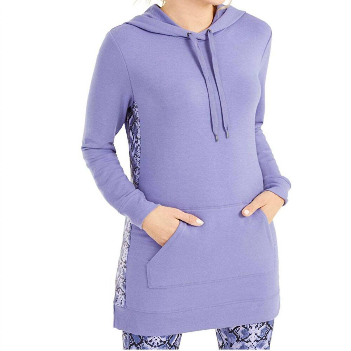 Activewear Printed Panel Long Hoodie