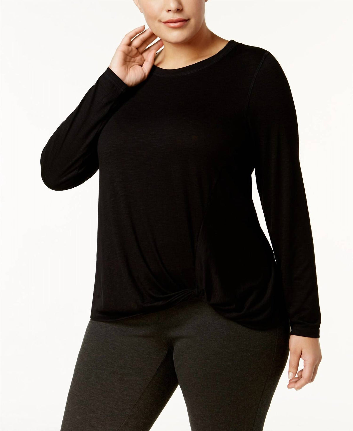 Soft Knotted Long Sleeves Top - Plus