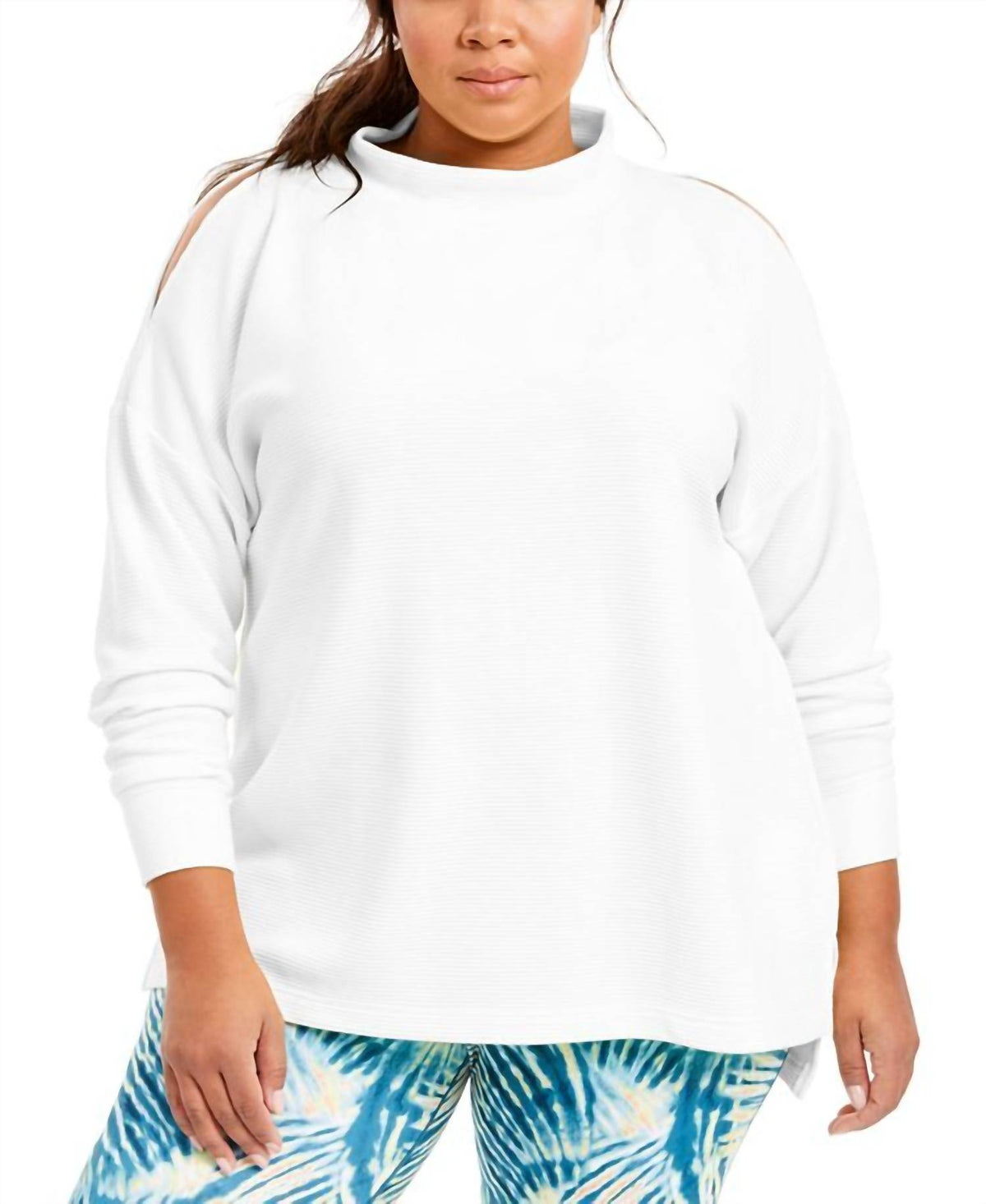 Split Shoulder Mock Neck Top - Plus
