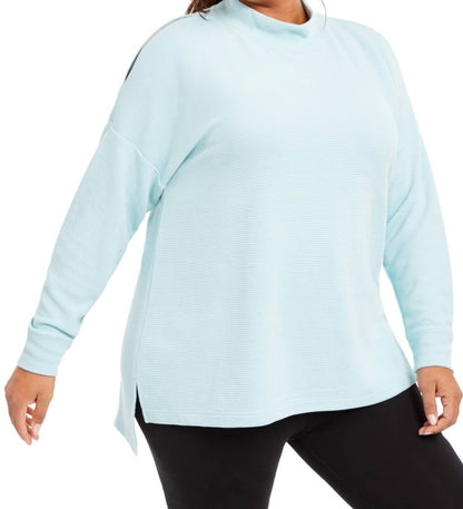 Split Shoulder Mock Neck Top - Plus