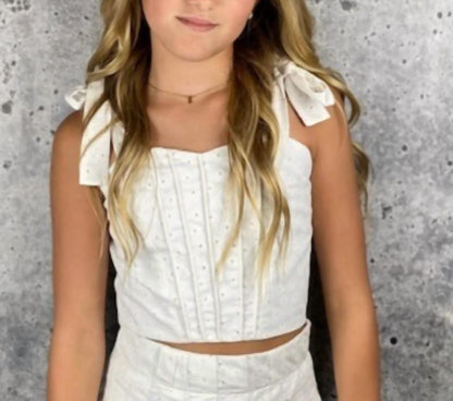 Eyelet Tie Shoulder Top