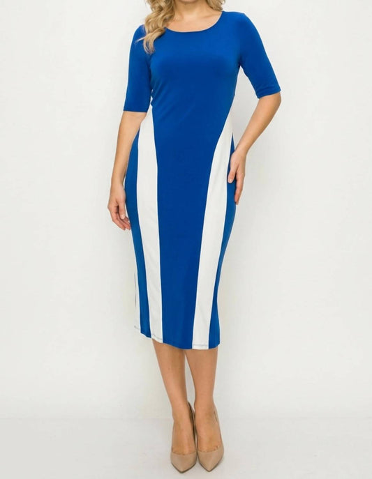 Short Sleeve Side Stripe Detail Midi Dress
