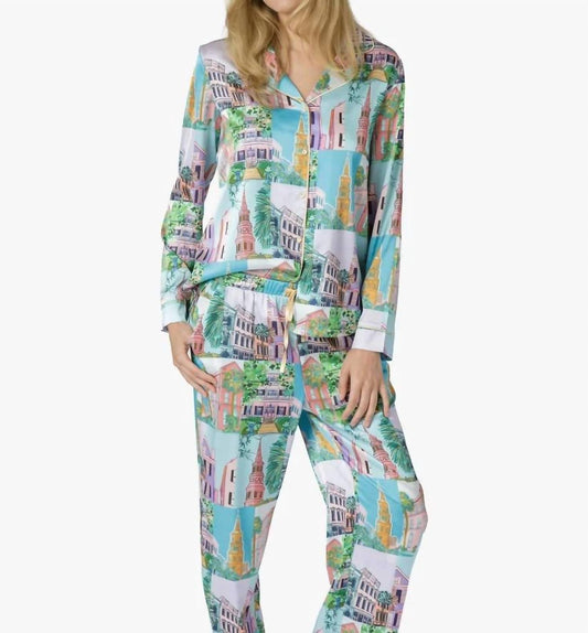 Imbali Charleston Women's Pop Crop Top and Pant Set in Charleston Print - view 2