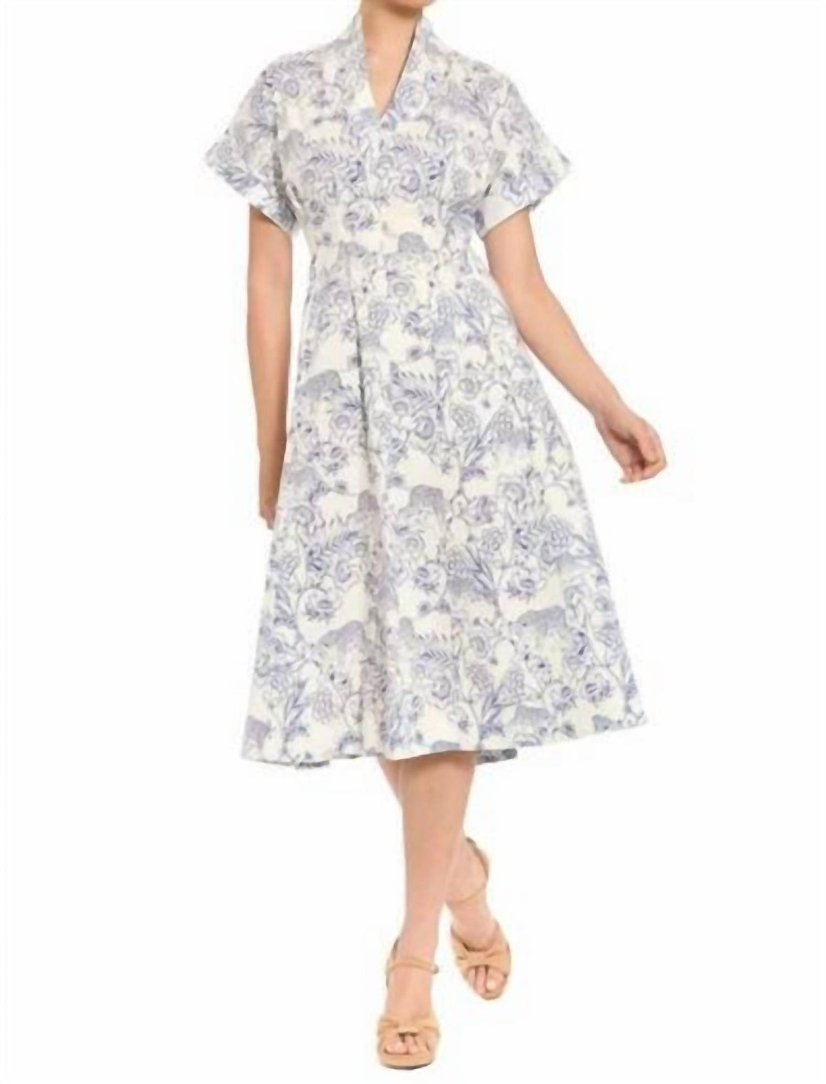 London Times Safari Drop Shoulder Midi Dress