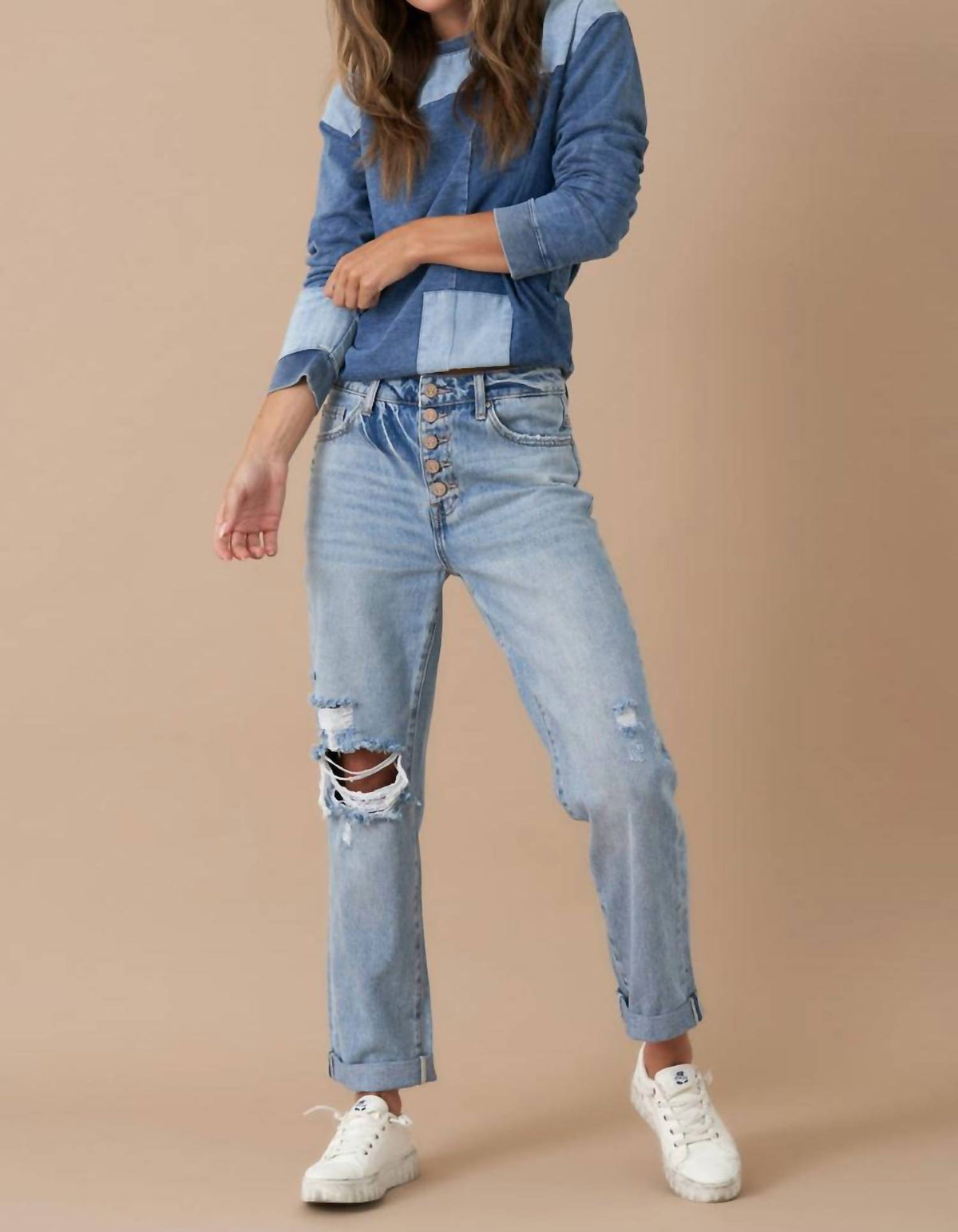 Rolled Up Boyfriend Jeans