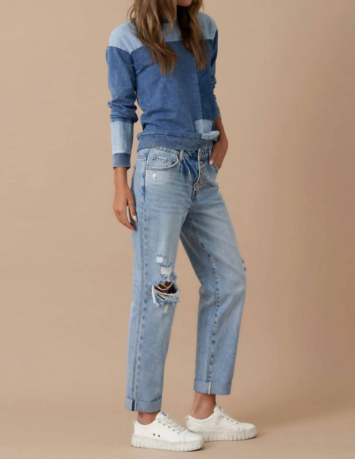 Rolled Up Boyfriend Jeans