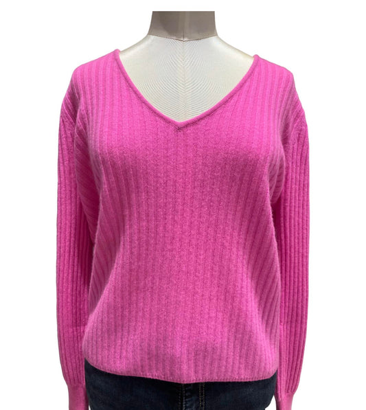 RIO SOLID RIBBED VEE SWEATER