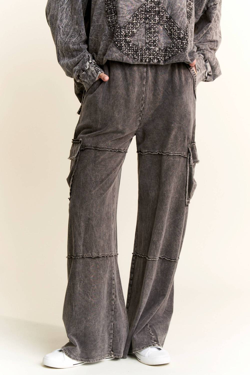 Mineral Wash Wide leg pants