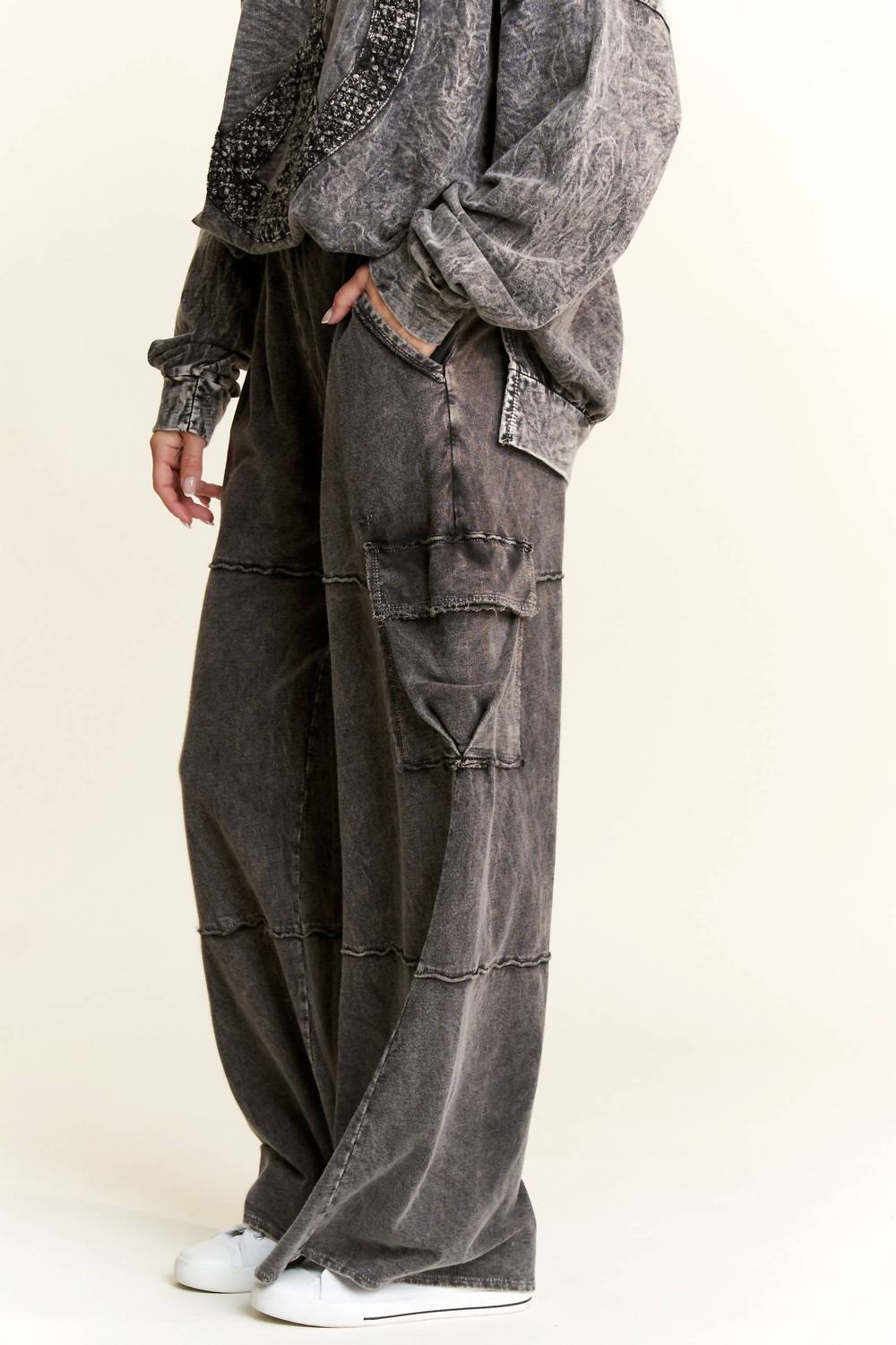 Mineral Wash Wide leg pants