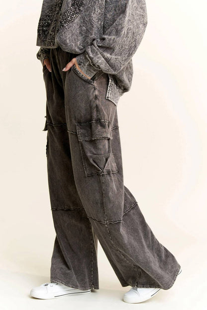 Mineral Wash Wide leg pants