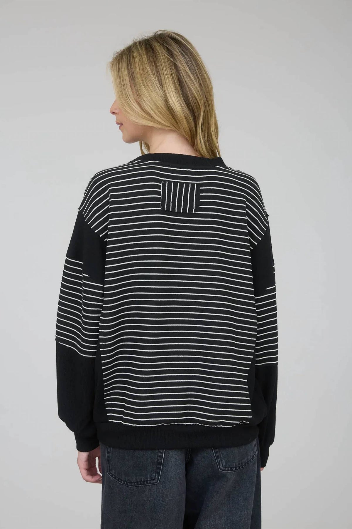 Contrast Stripe Raw Edge Sweater