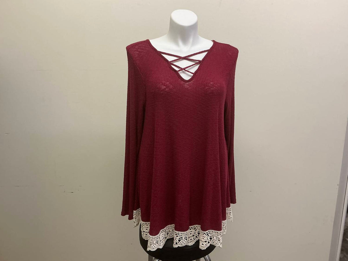 Women's Long Sleeve Shirt With Cross Pattern At Front