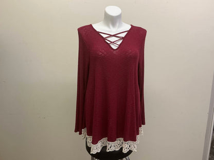 Women's Long Sleeve Shirt With Cross Pattern At Front