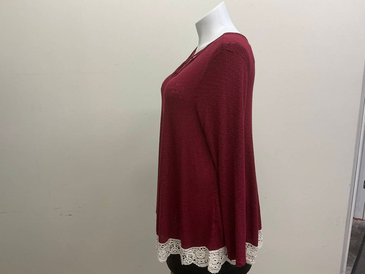 Women's Long Sleeve Shirt With Cross Pattern At Front