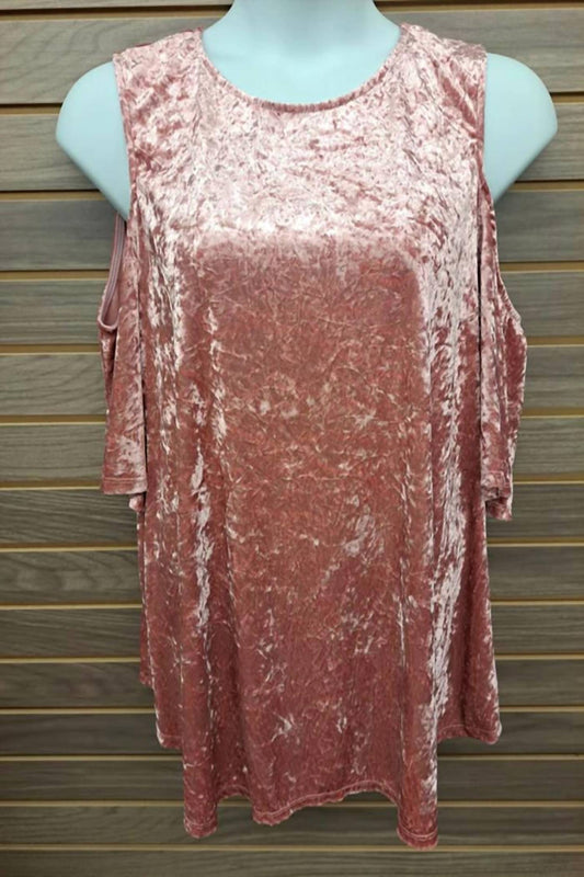 Women's Velour Cold Shoulder One Top Button Back