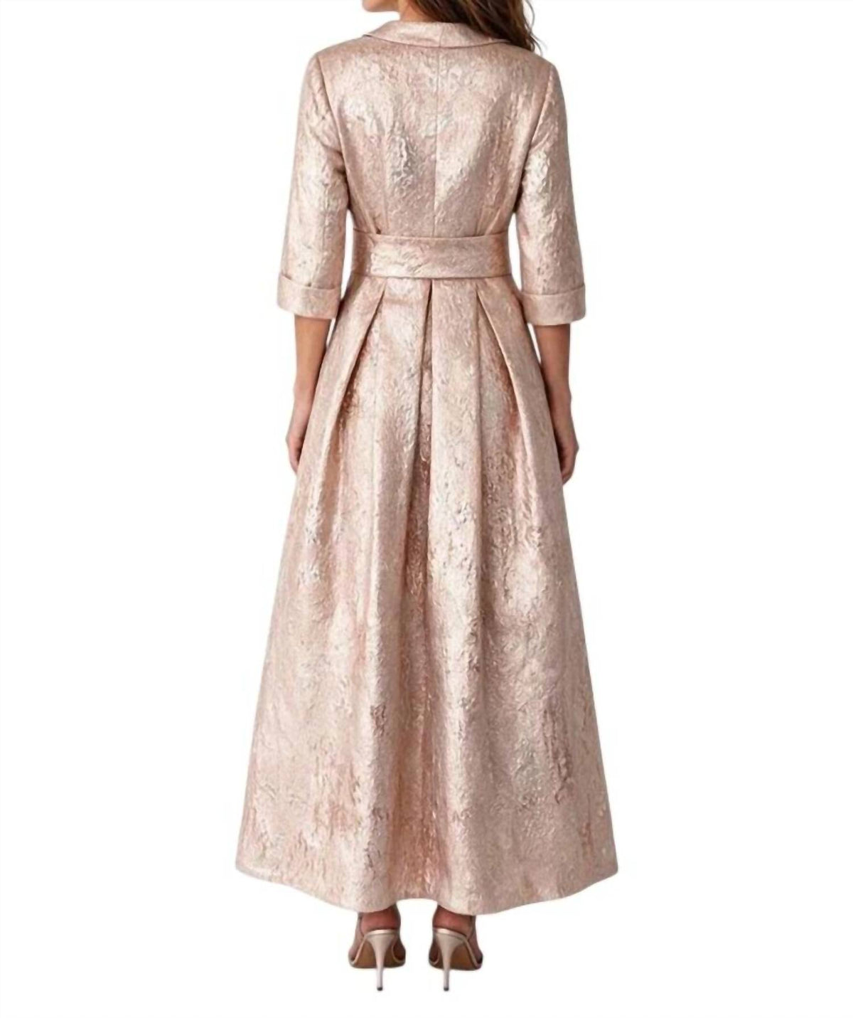 3/4 Sleeve Jacquard Maxi Shirtdress