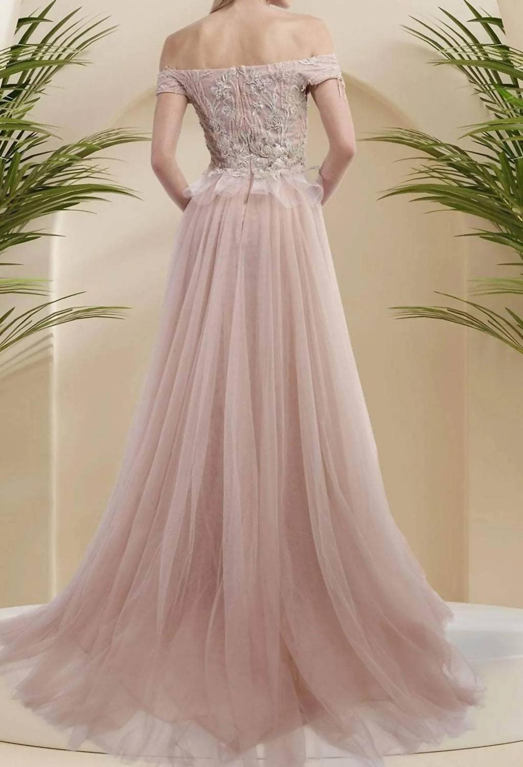 Beaded Overskirt Gown