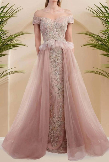 Beaded Overskirt Gown